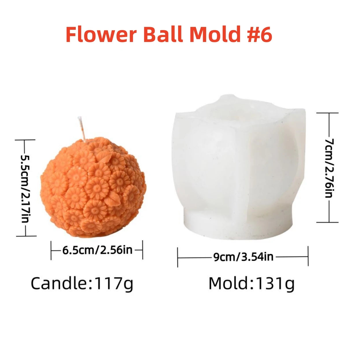 3D Flower Ball Silicone Mold – DIY Floral Candle