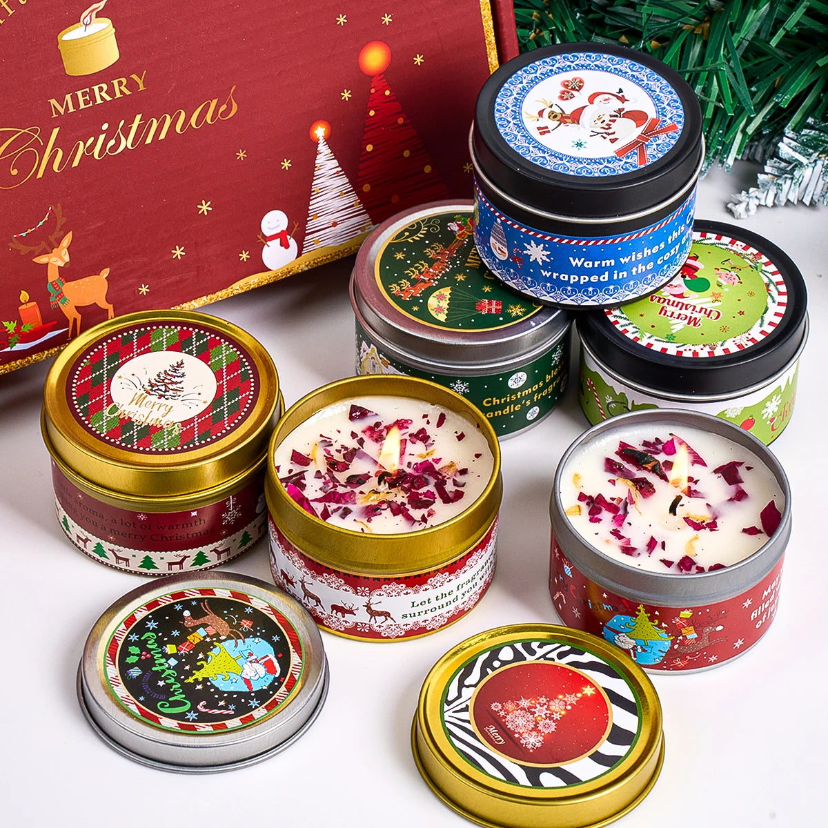 Christmas DIY Candle Set – Soy Wax & Floral Aromatherapy