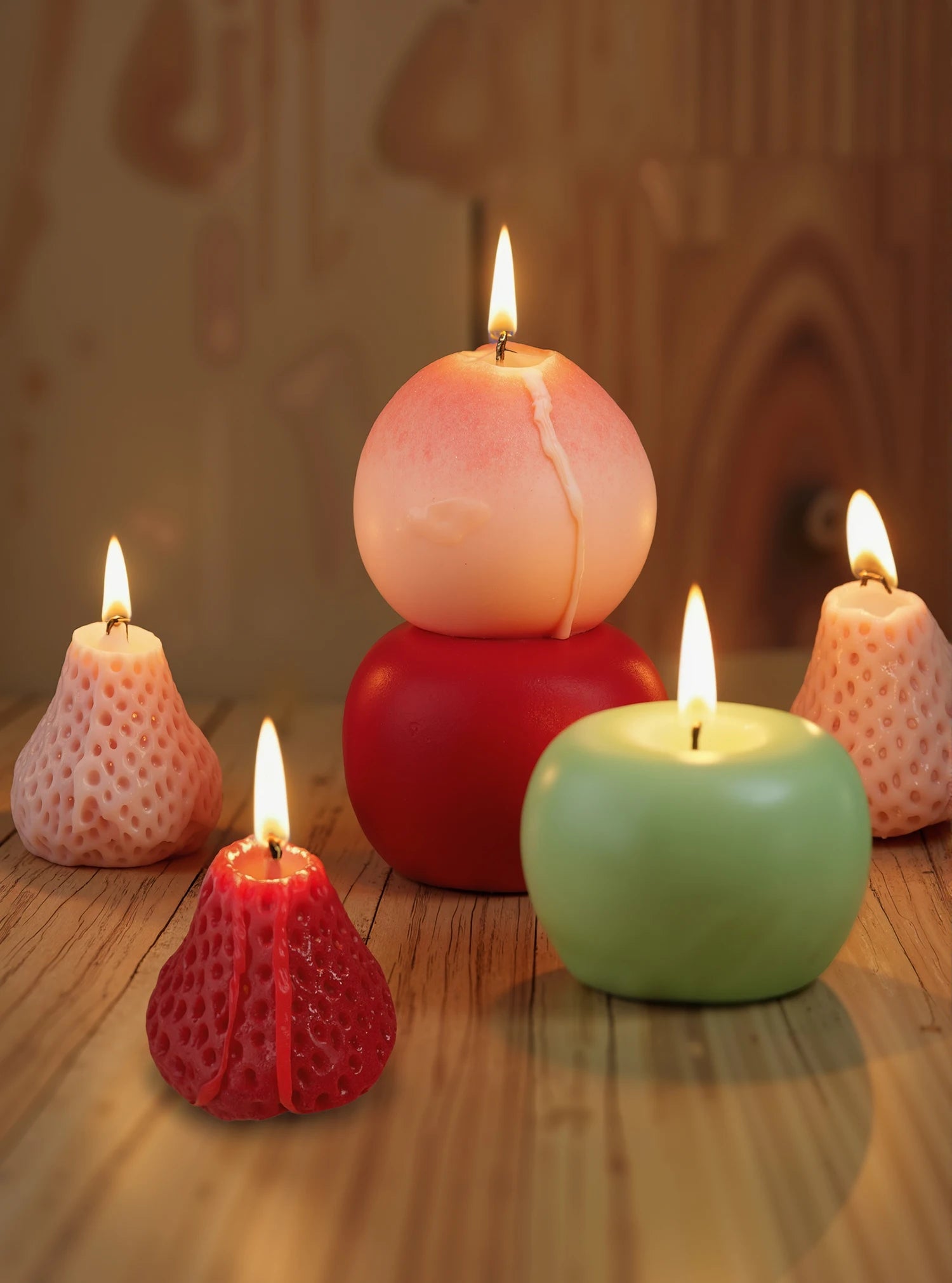 Soy Wax Fruit Candles – Sweet Peach, Apple & Strawberry