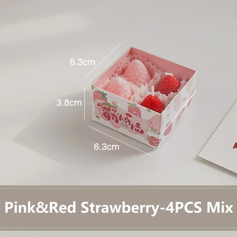 Strawberry Candle Set – Handmade Scented Mini Candles