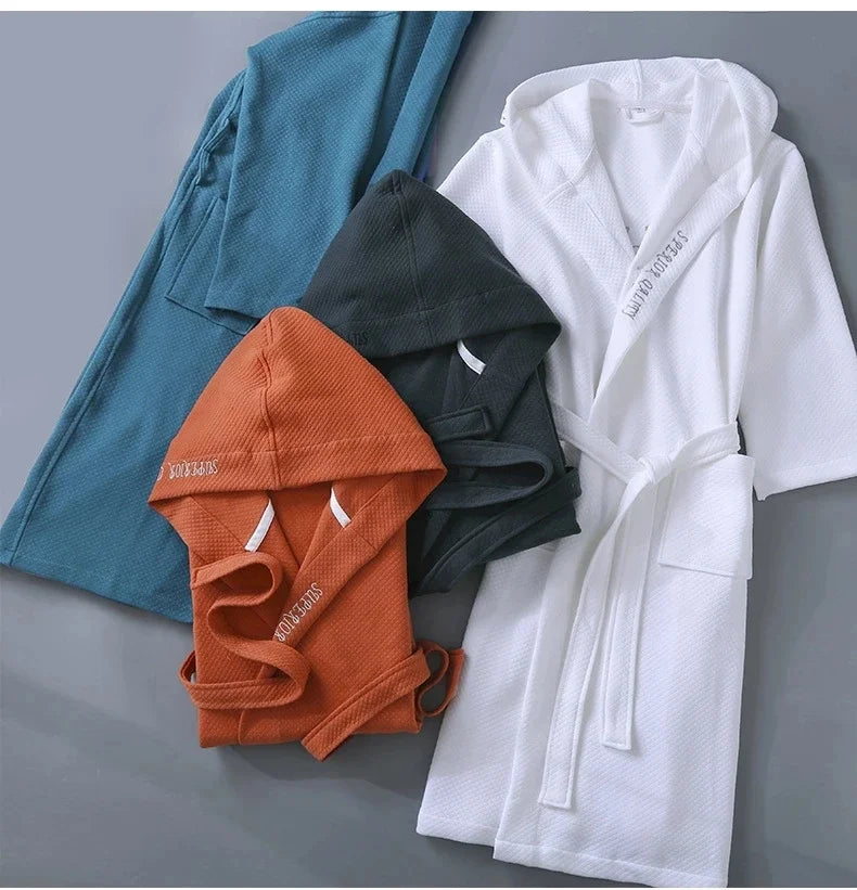 Unisex Hooded Cotton Bathrobe – Winter Warm & Elegant