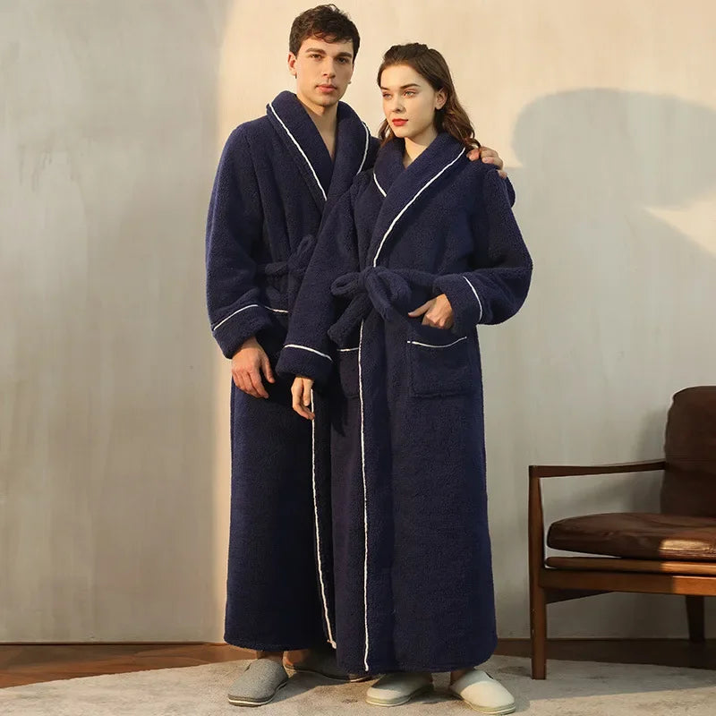 Luxury Cotton Bathrobe – Men & Women, Autumn/Winter Couple Robe