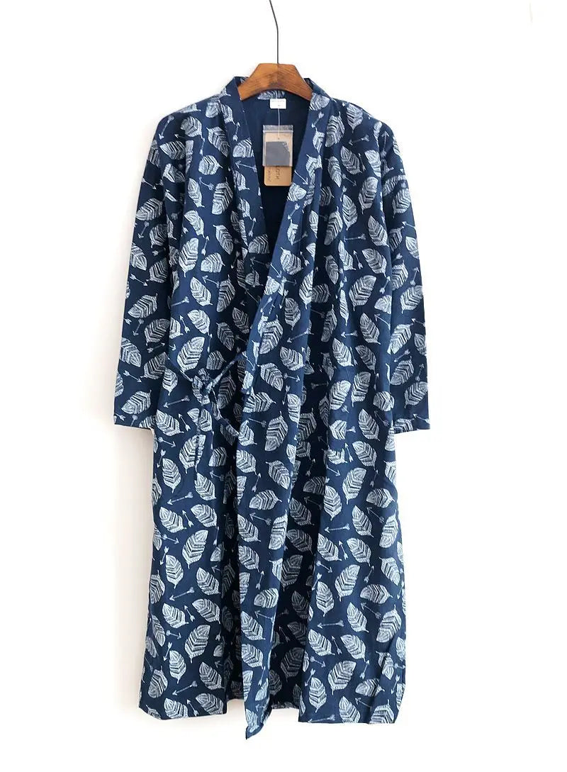 2026 Men’s Cotton Gauze Robe | Loose Thin Japanese Kimono Pajamas & Hooded Bathrobe