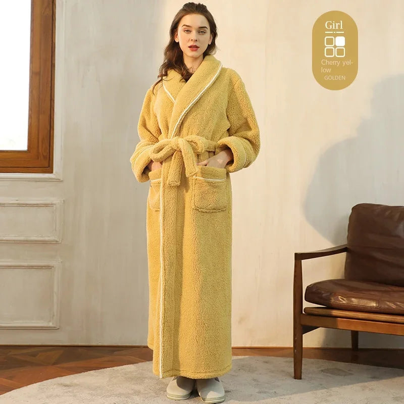 Luxury Cotton Bathrobe – Men & Women, Autumn/Winter Couple Robe