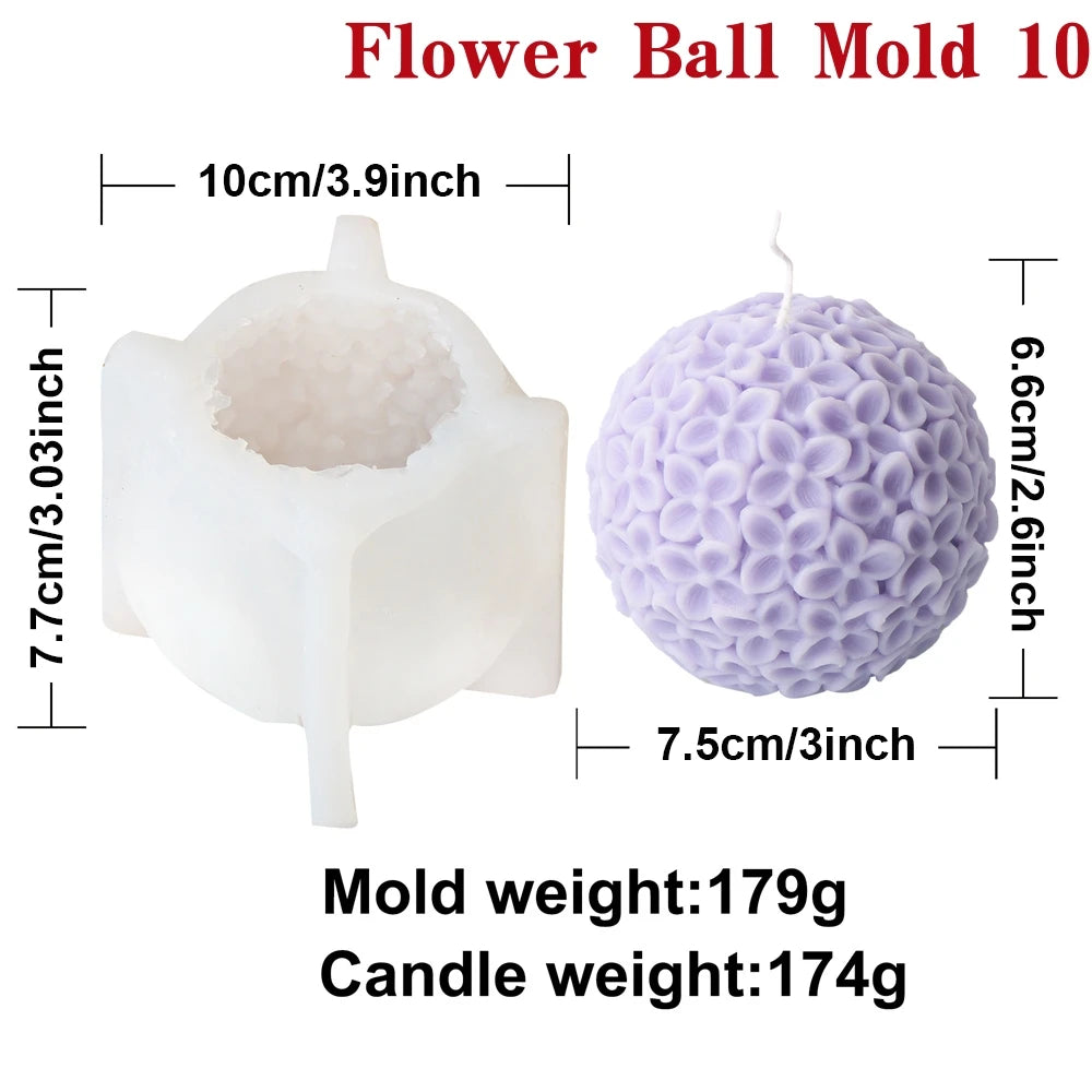 3D Flower Ball Silicone Mold – DIY Floral Candle