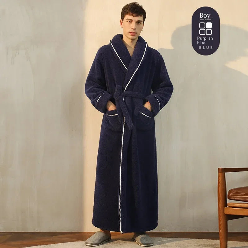 Luxury Cotton Bathrobe – Men & Women, Autumn/Winter Couple Robe