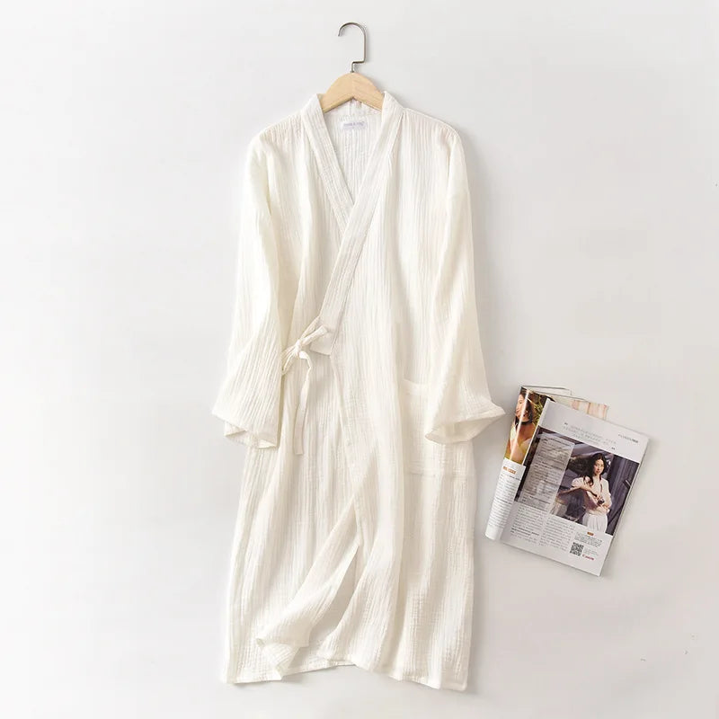Japanese Kimono Robe – Cotton Couple Bathrobe for Spring & Autumn