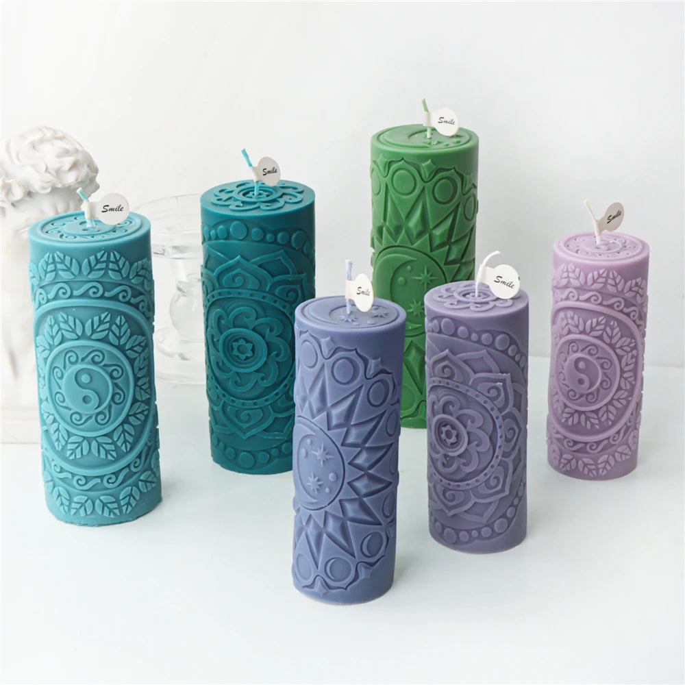 Classic Flower Pillar Candle Mold – Silicone Cylinder