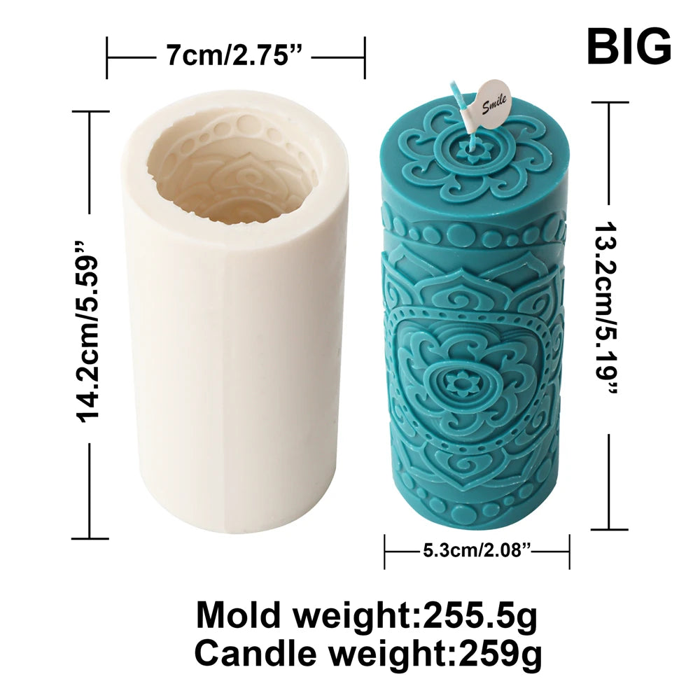 Classic Flower Pillar Candle Mold – Silicone Cylinder