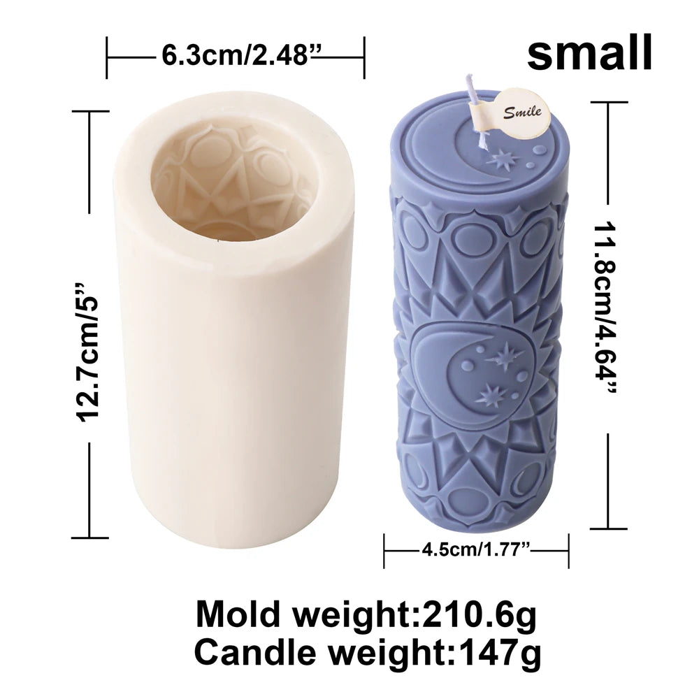 Classic Flower Pillar Candle Mold – Silicone Cylinder