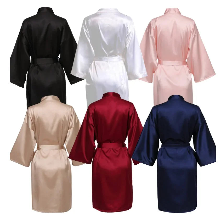 Satin Bridesmaid Robe – Kimono Style for Wedding & Team Bride
