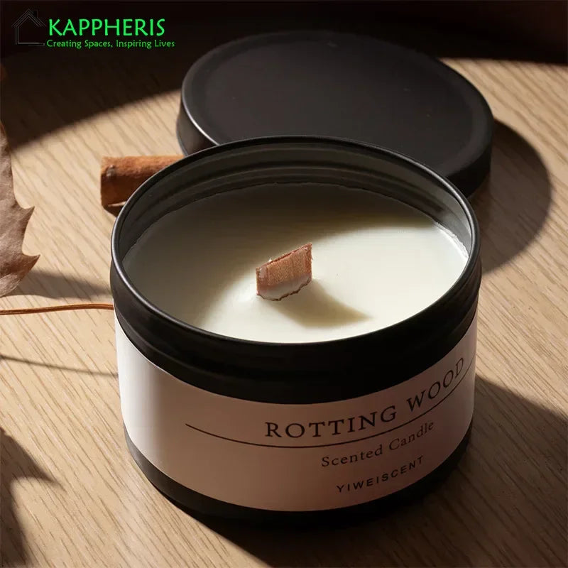 Black Tin Candle – Citronella, Wooden Wick, Home Fragrance