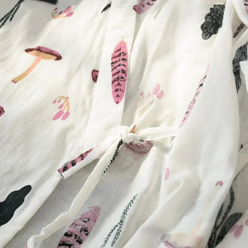 Japanese-Style Cotton Kimono – Summer Nightwear for Women