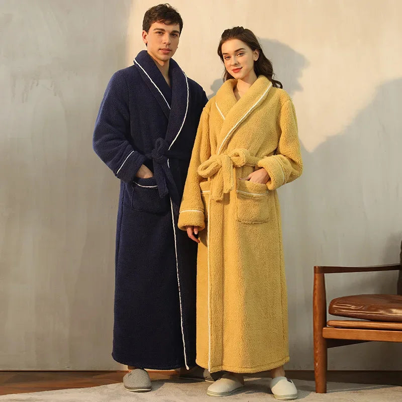 Luxury Cotton Bathrobe – Men & Women, Autumn/Winter Couple Robe