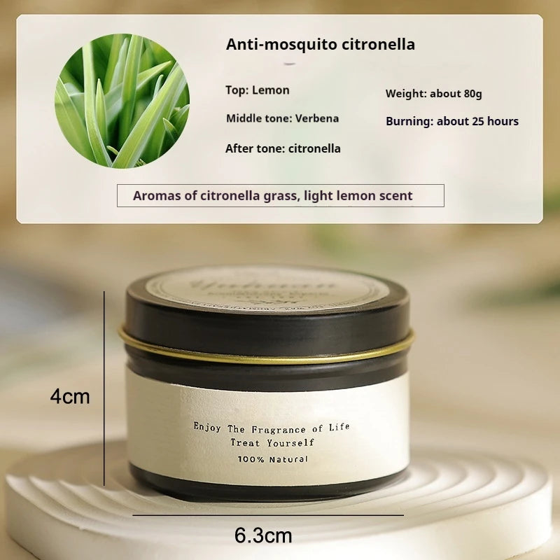 Black Tin Candle – Citronella, Wooden Wick, Home Fragrance