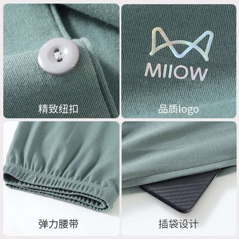 Men’s Cotton Pajamas Set | Long-Sleeve Loungewear for Spring & Autumn