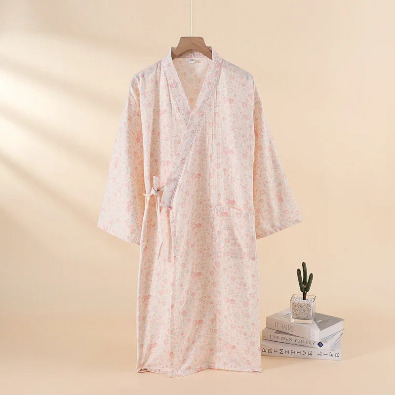 Japanese-Style Cotton Kimono – Summer Nightwear for Women
