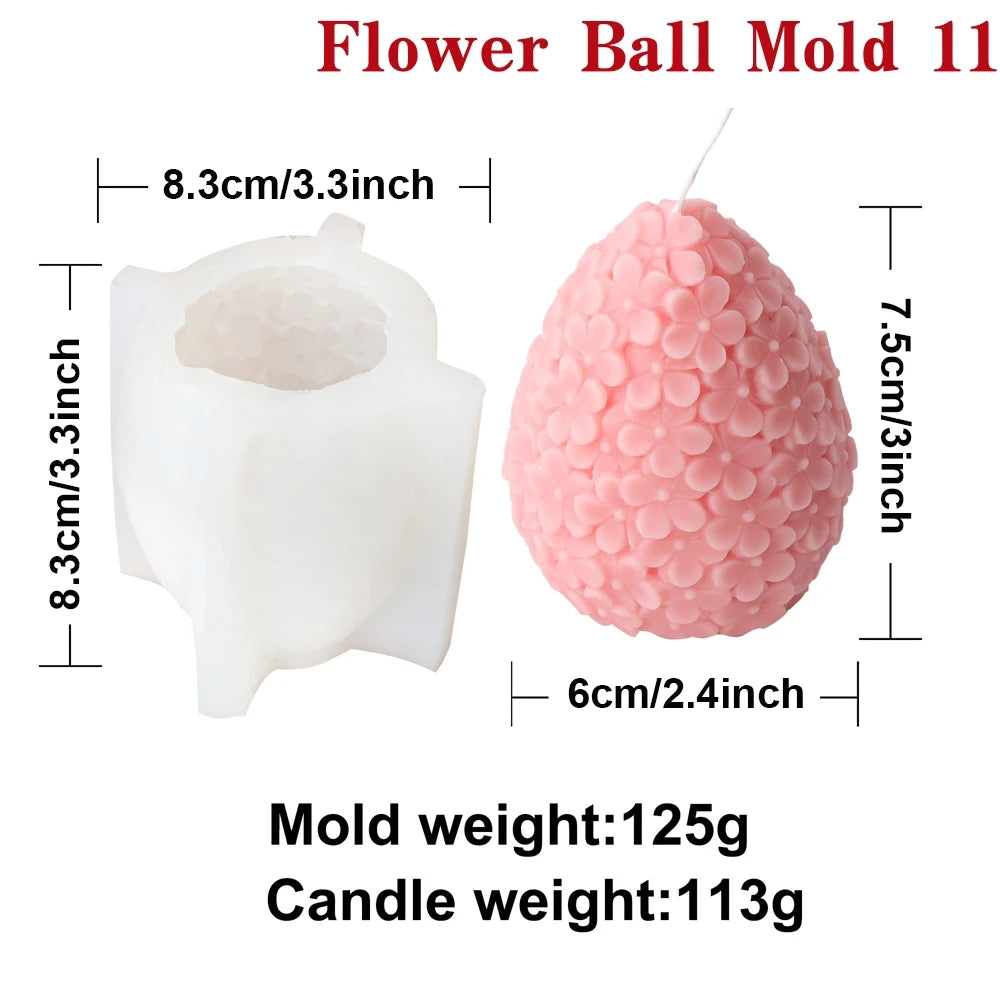 3D Flower Ball Silicone Mold – DIY Floral Candle
