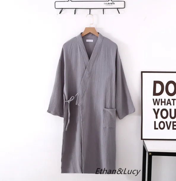 Japanese Kimono Robe – Cotton Couple Bathrobe for Spring & Autumn