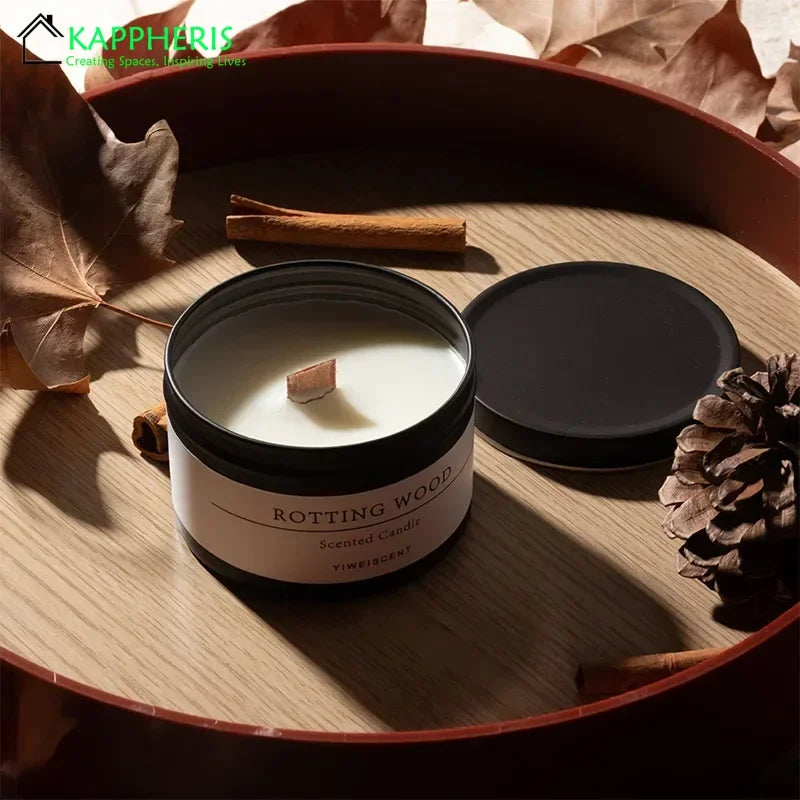 Black Tin Candle – Citronella, Wooden Wick, Home Fragrance