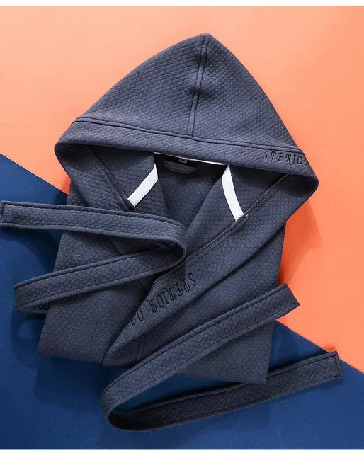 Unisex Hooded Cotton Bathrobe – Winter Warm & Elegant
