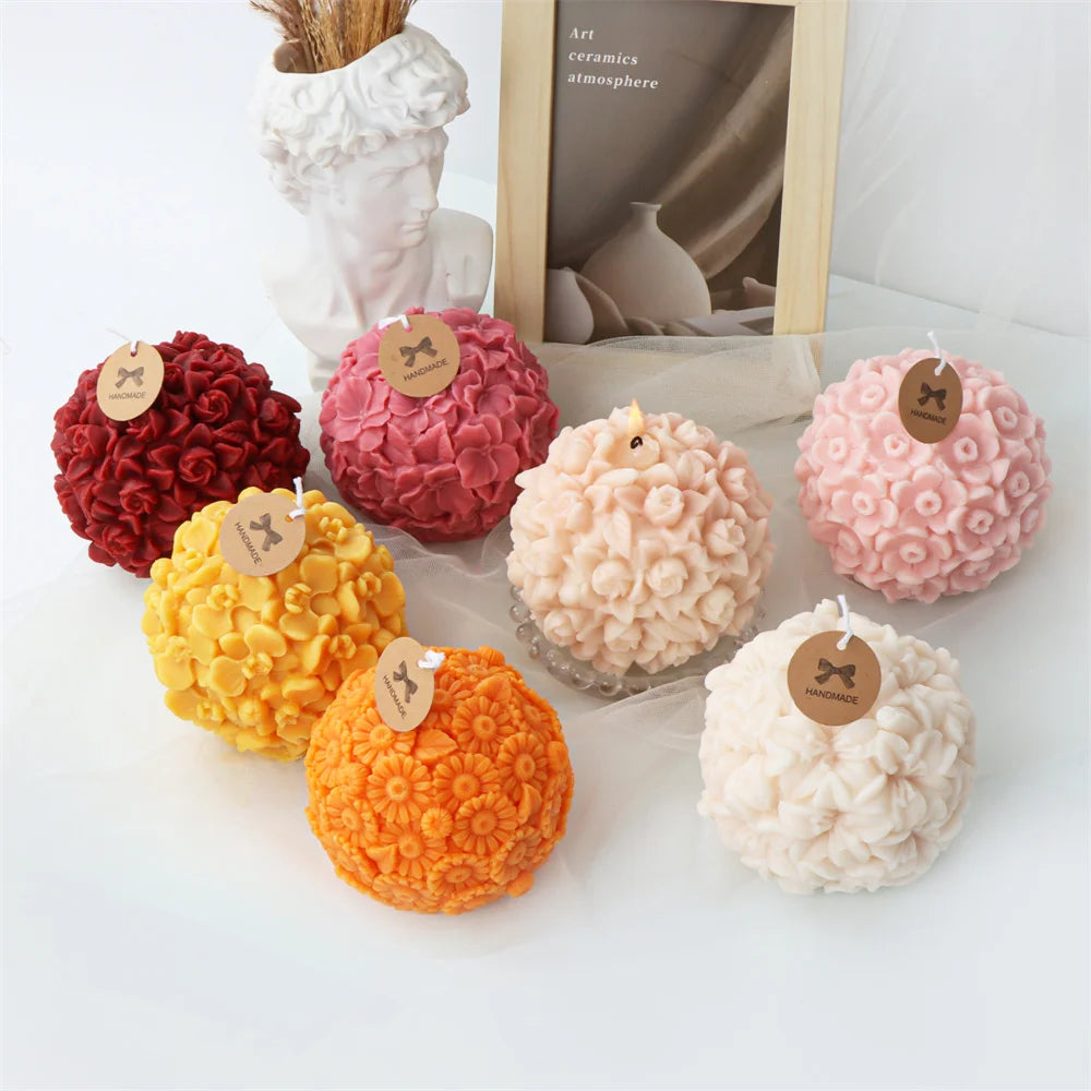 3D Flower Ball Silicone Mold – DIY Floral Candle
