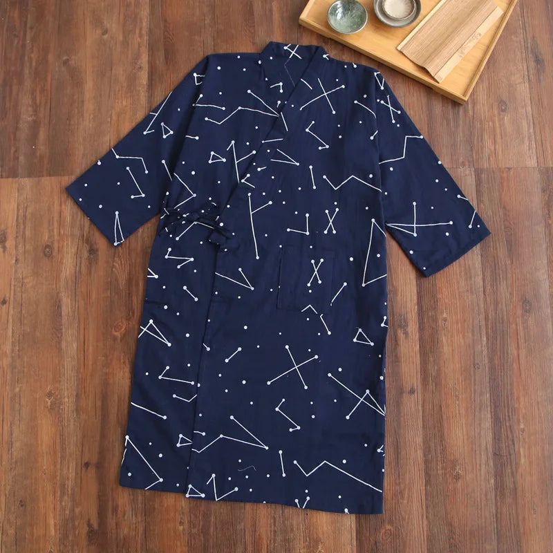 Japanese-Style Cotton Kimono – Summer Nightwear for Women