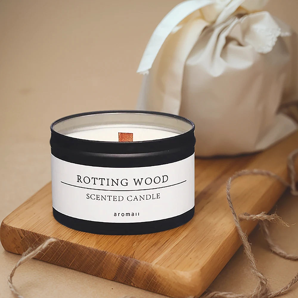 Black Tin Candle – Citronella, Wooden Wick, Home Fragrance