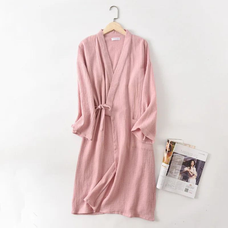 Japanese Kimono Robe – Cotton Couple Bathrobe for Spring & Autumn