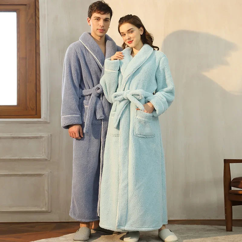 Luxury Cotton Bathrobe – Men & Women, Autumn/Winter Couple Robe