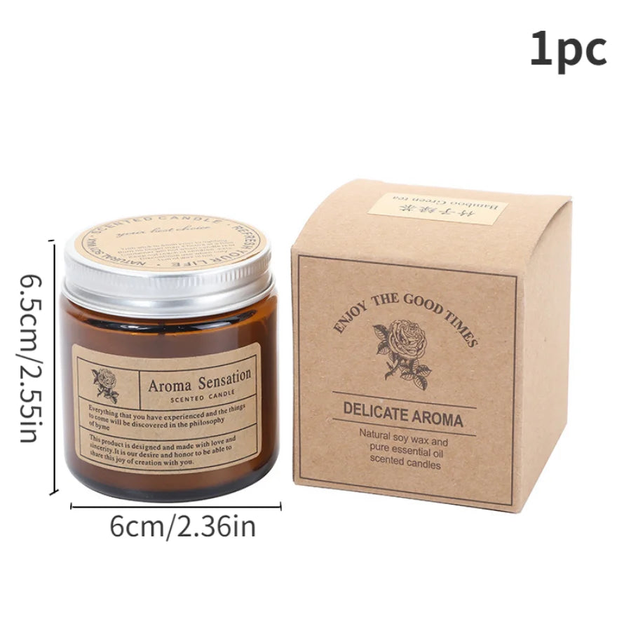 Smokeless Brown Glass Aromatherapy Scented Candle for Home Décor