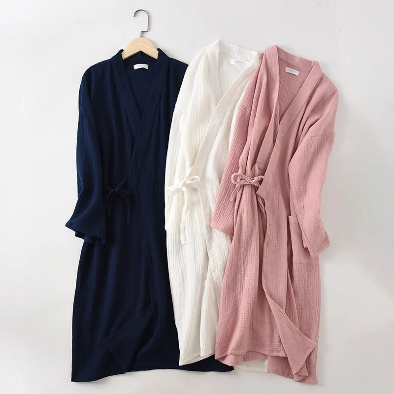Japanese Kimono Robe – Cotton Couple Bathrobe for Spring & Autumn