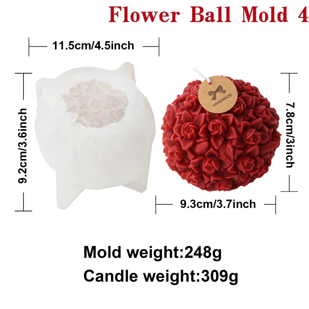 3D Flower Ball Silicone Mold – DIY Floral Candle