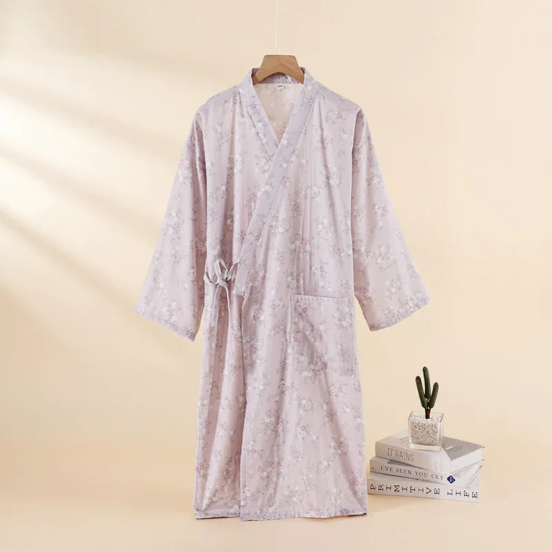 Japanese-Style Cotton Kimono – Summer Nightwear for Women