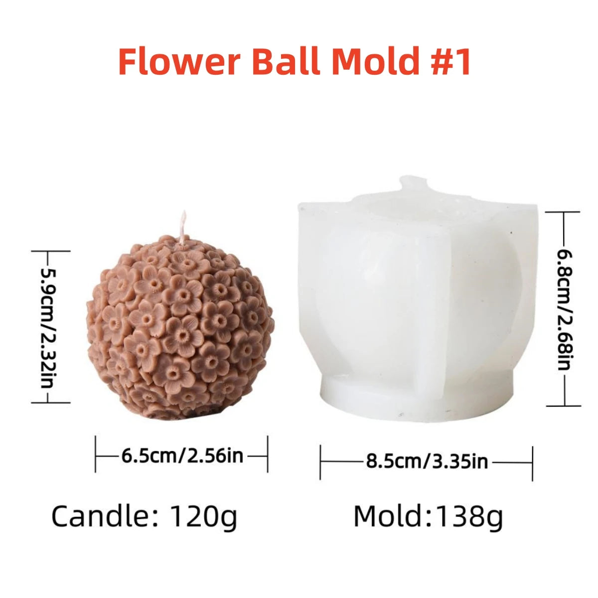 3D Flower Ball Silicone Mold – DIY Floral Candle