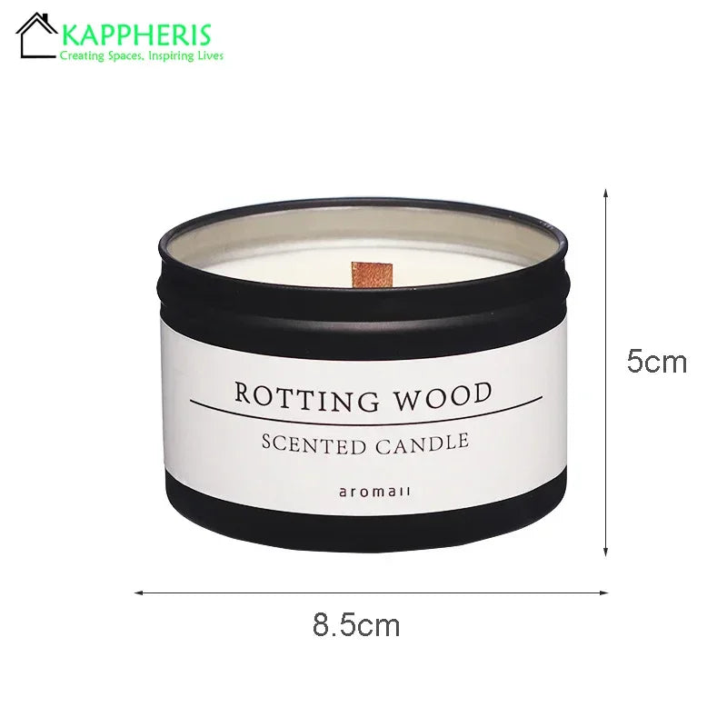 Black Tin Candle – Citronella, Wooden Wick, Home Fragrance