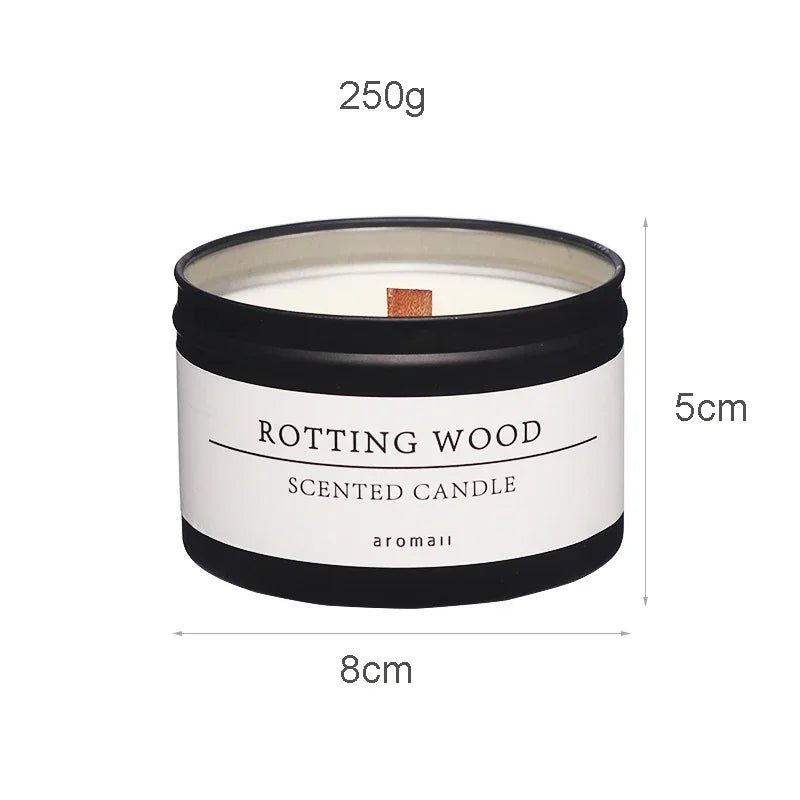 Black Tin Candle – Citronella, Wooden Wick, Home Fragrance