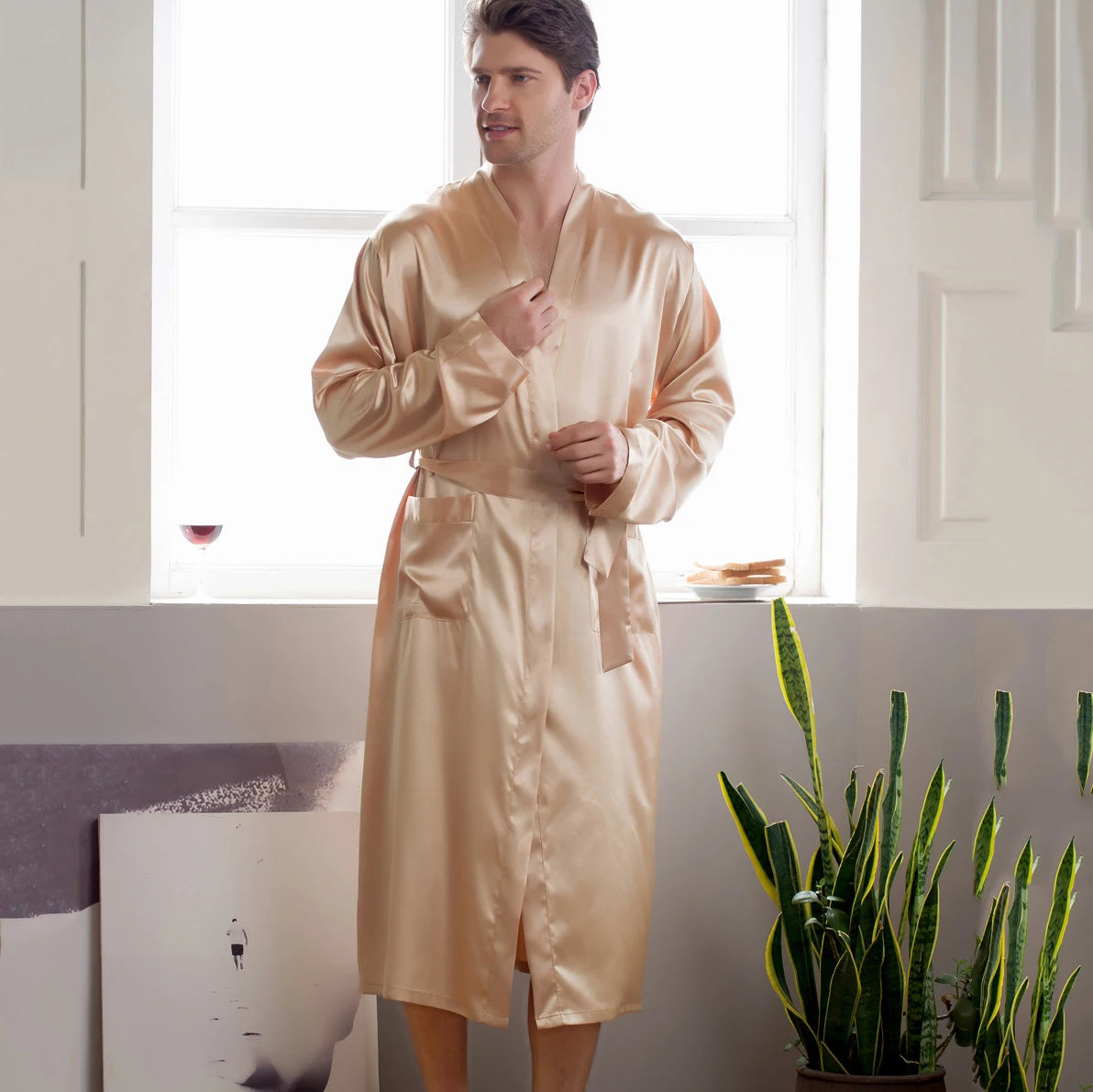 Men’s Satin Bathrobe | Plus Size Satin Robe | 2 CUZZNS