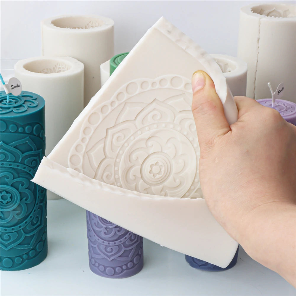 Classic Flower Pillar Candle Mold – Silicone Cylinder