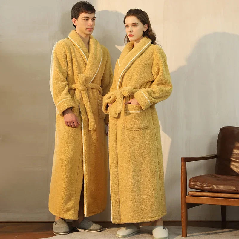 Luxury Cotton Bathrobe – Men & Women, Autumn/Winter Couple Robe