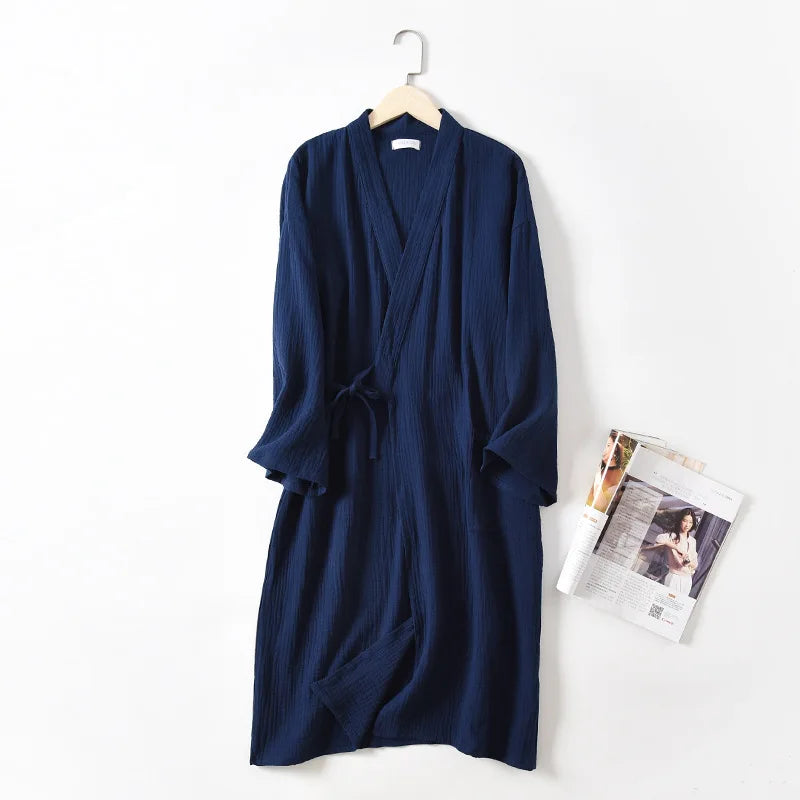 Japanese Kimono Robe – Cotton Couple Bathrobe for Spring & Autumn