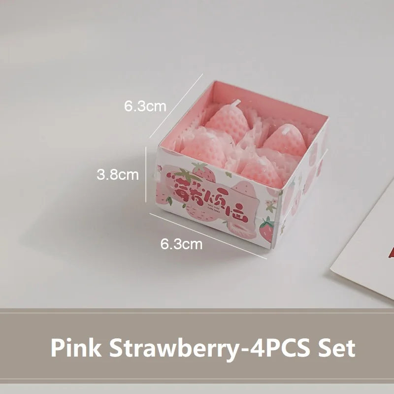 Strawberry Candle Set – Handmade Scented Mini Candles
