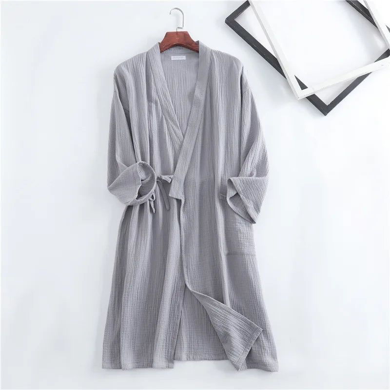 Japanese Kimono Robe – Cotton Couple Bathrobe for Spring & Autumn