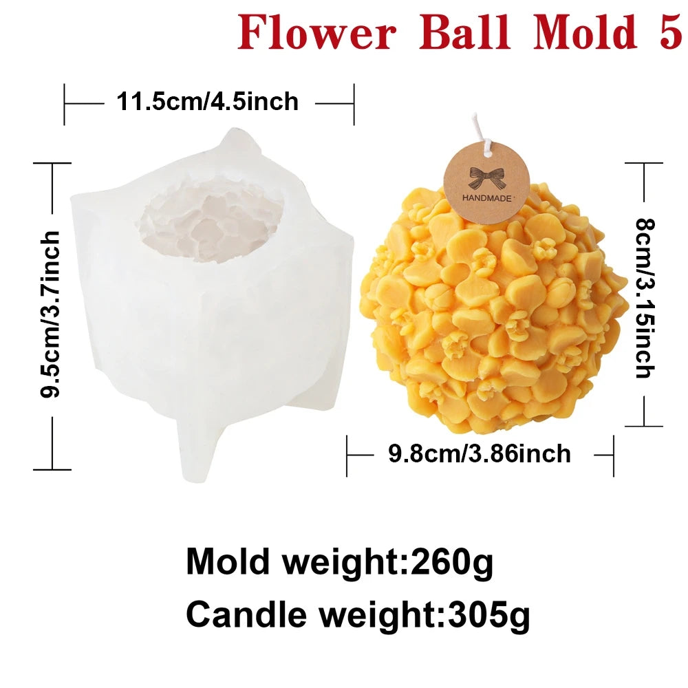3D Flower Ball Silicone Mold – DIY Floral Candle