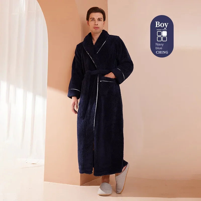 Luxury Cotton Bathrobe – Men & Women, Autumn/Winter Couple Robe