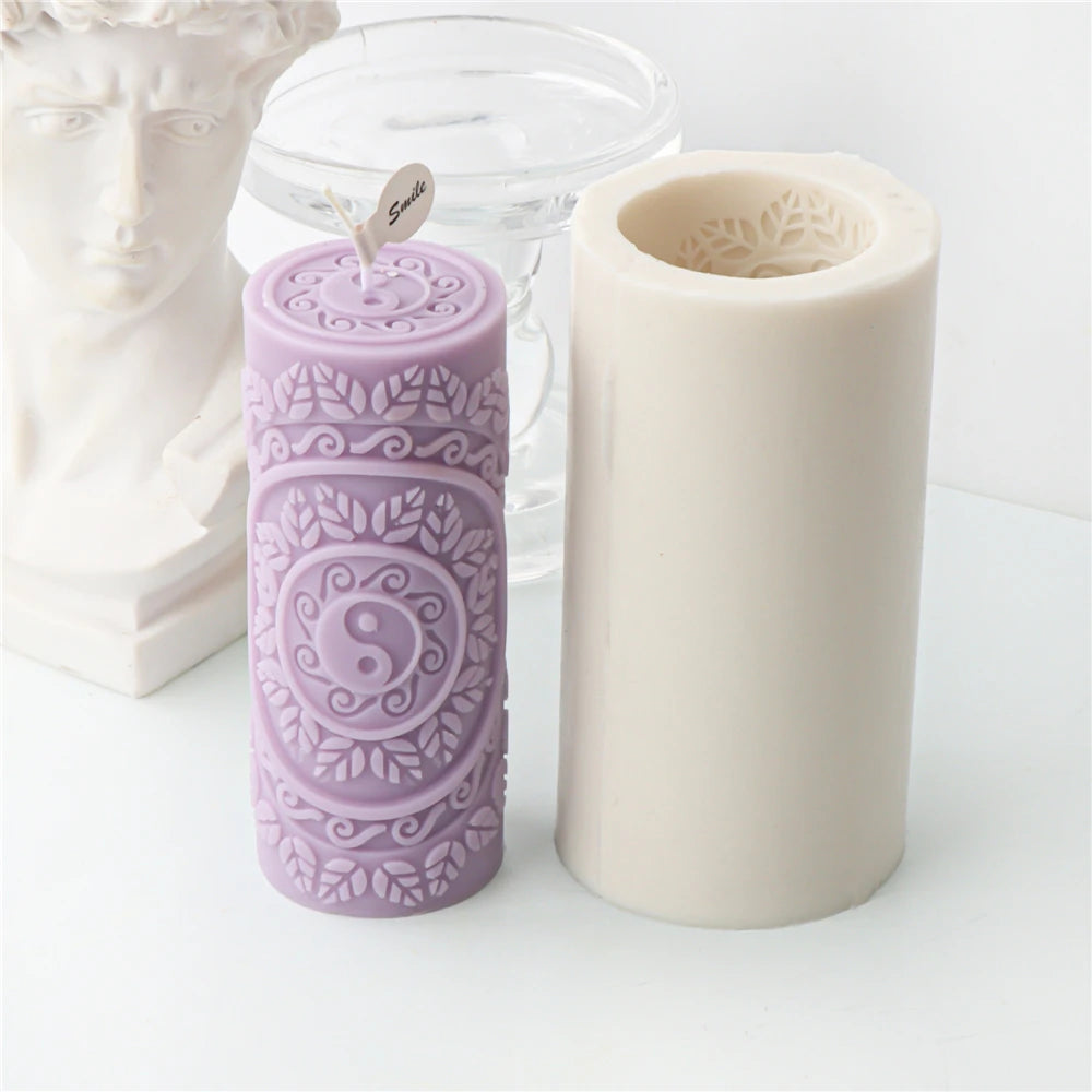 Classic Flower Pillar Candle Mold – Silicone Cylinder