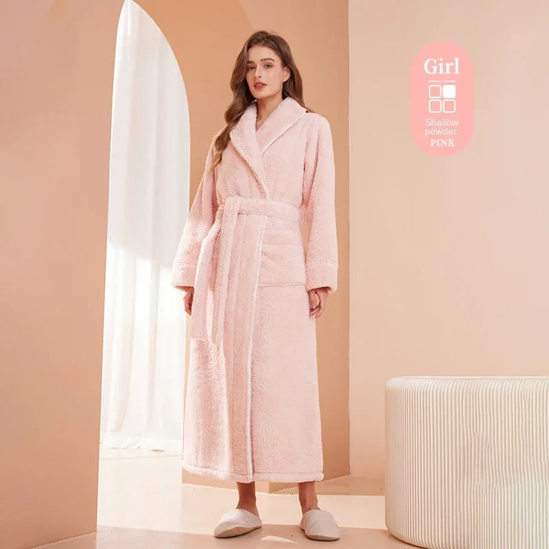 Luxury Cotton Bathrobe – Men & Women, Autumn/Winter Couple Robe