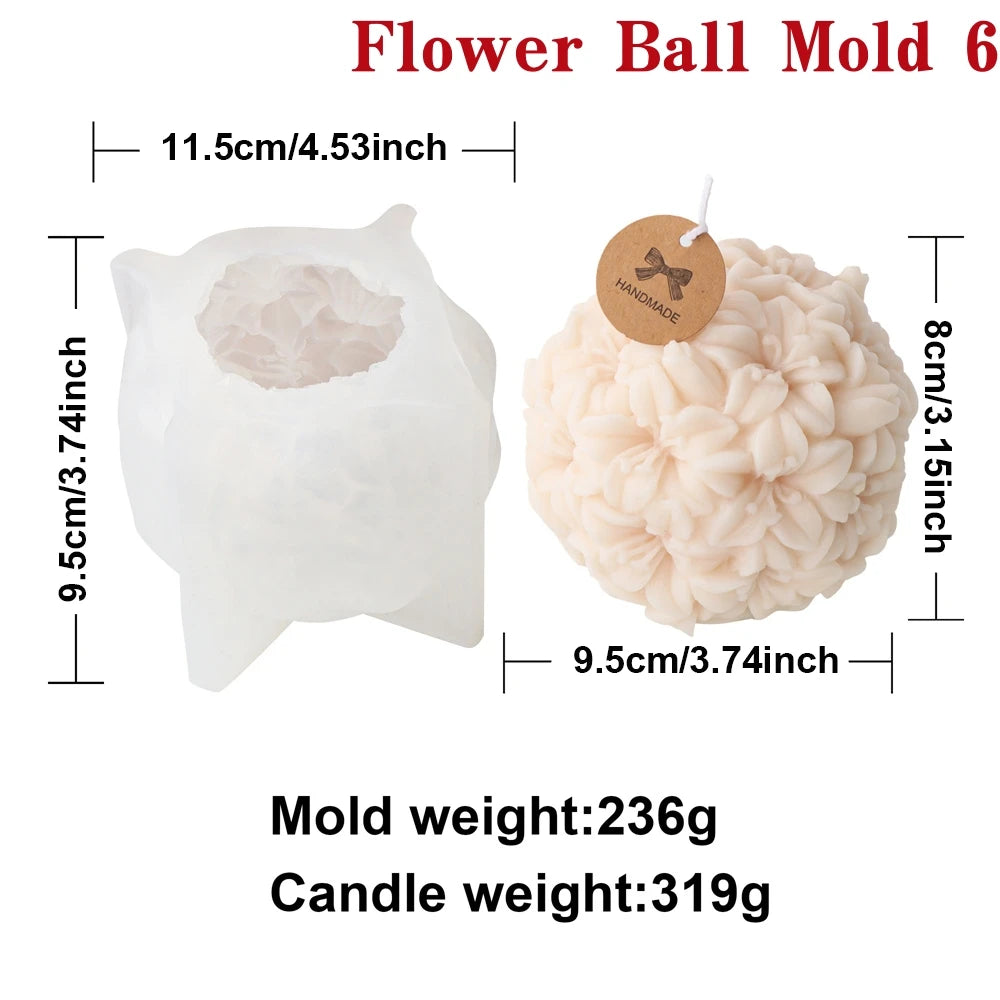 3D Flower Ball Silicone Mold – DIY Floral Candle
