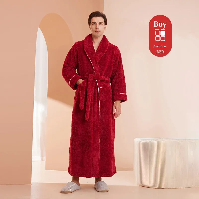 Luxury Cotton Bathrobe – Men & Women, Autumn/Winter Couple Robe