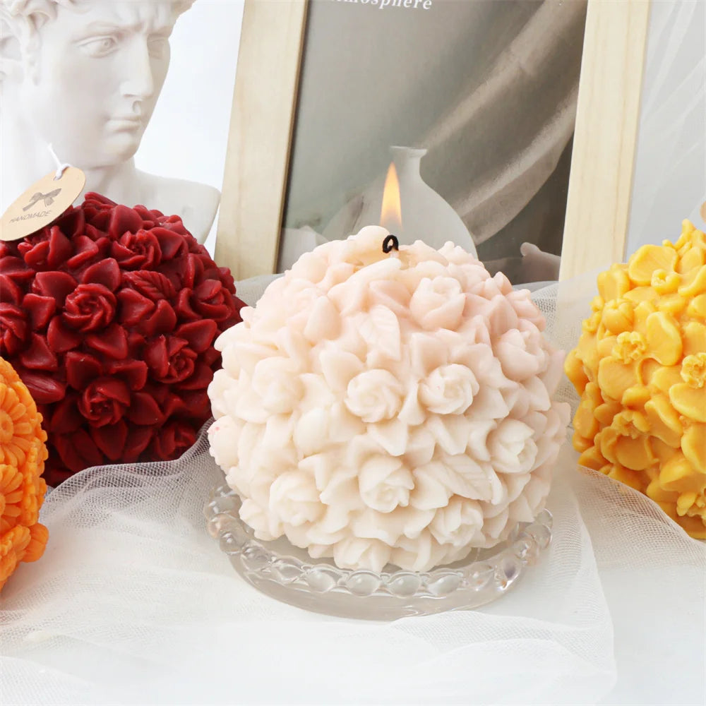 3D Flower Ball Silicone Mold – DIY Floral Candle